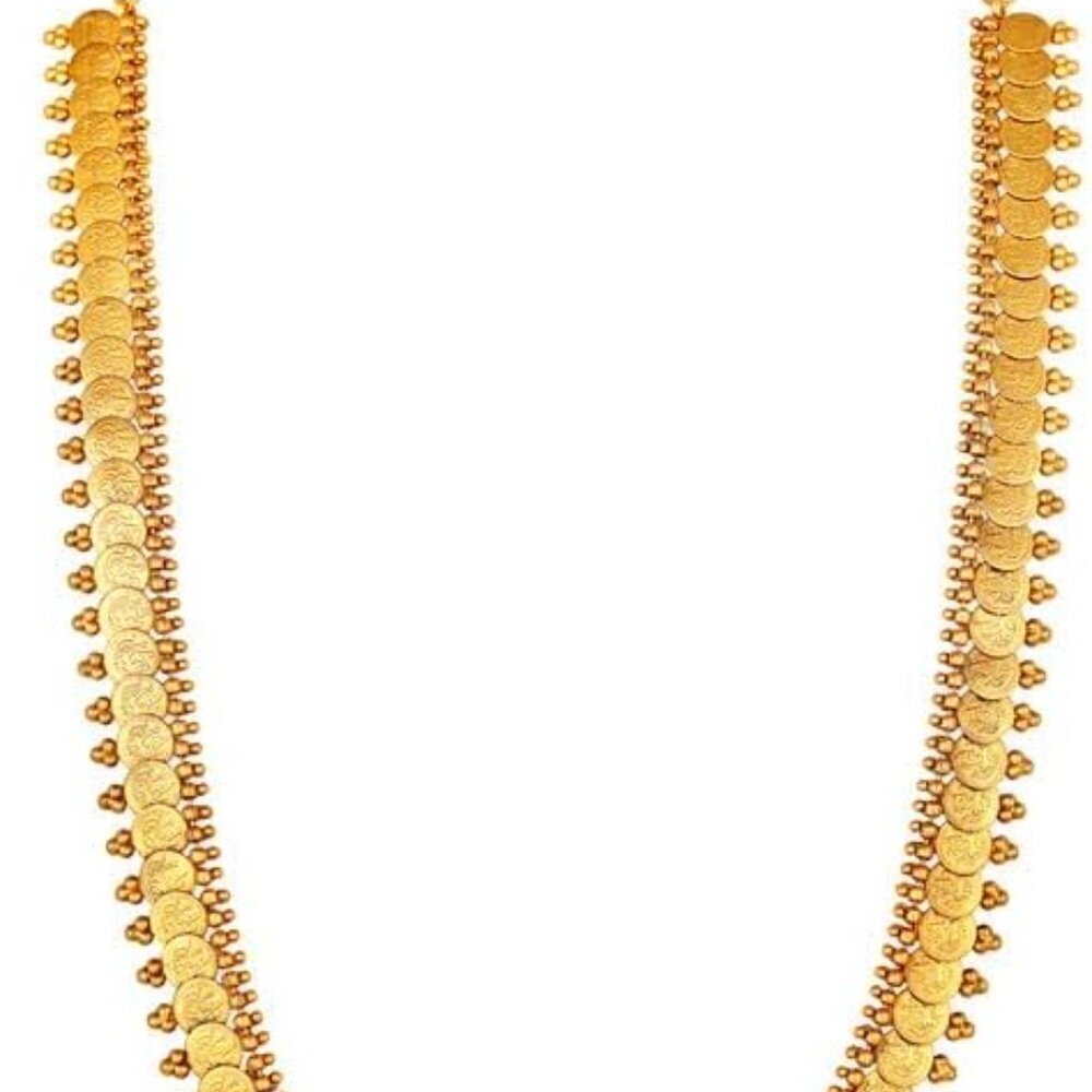 Gold Tone Traditional South Indian Necklace Set with Earrings for Women